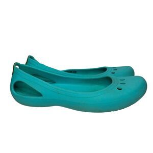 CROCS Blue turquoise slip on shoes 10